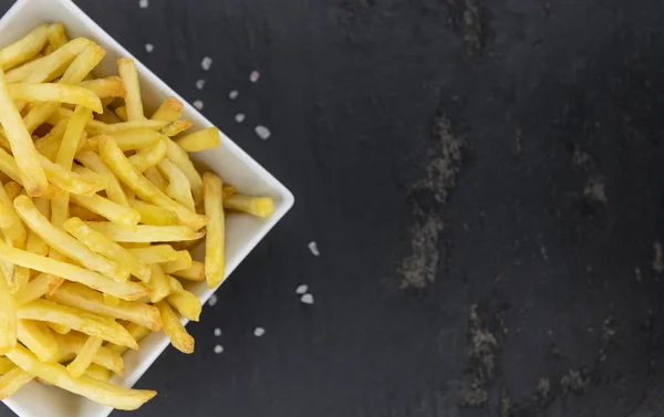 Portion Fresh Made Crispy French Fries Selective Focus Close Shot — Stock Photo, Image