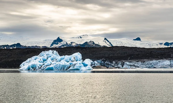 Den Berömda Jokulsarlon Glacier Lagunen Östra Delen Island Molnig Dag — Stockfoto