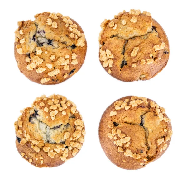 Blueberry Muffins Isolated White Background Selective Focus Close Shot — 스톡 사진