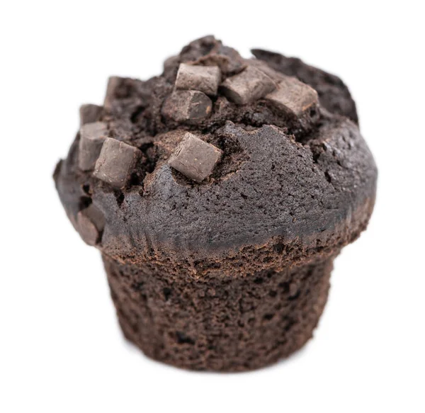 Suklaa Muffinit Eristetty Valkoisella Pohjalla Valikoiva Tarkennus Lähikuva Laukaus — kuvapankkivalokuva