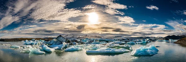 Meşhur Jokulsarlon Buzul Gölü Zlanda Muhteşem Bir Gün Batımı — Stok fotoğraf