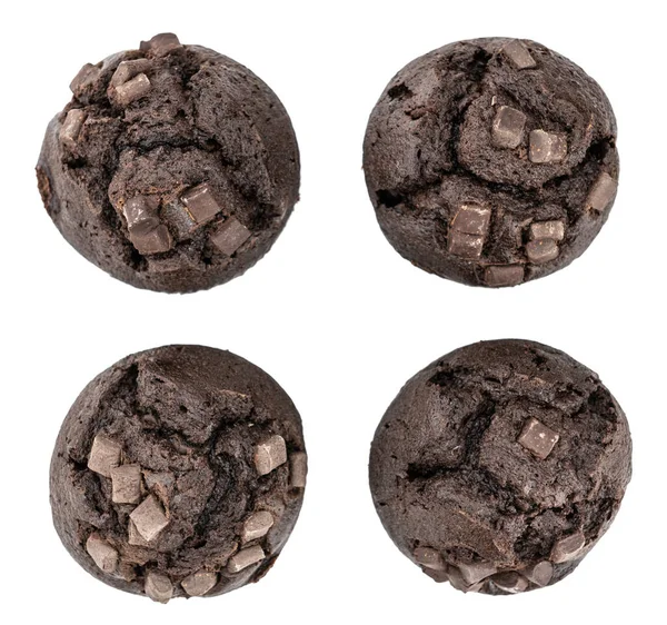 Chocolate Muffins Isolated White Background Selective Focus Close Shot — Stock Photo, Image
