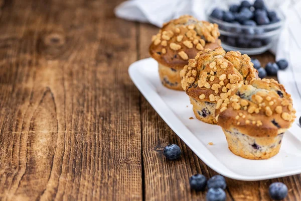 Деякі Свіжі Blueberry Muffins Селективний Фокус Зблизька Постріл — стокове фото