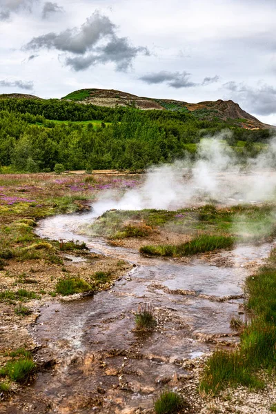 Geothermische Zone Haukadalur Langs Gouden Cirkel West Ijsland — Stockfoto