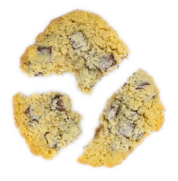 Chocolate Chip Cookies Detailed Close Shot Isolated White Background Selective — 스톡 사진