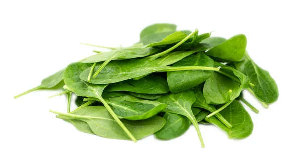 Portion Fresh Spinach Isolated White Background Close Shot — Stock Photo, Image