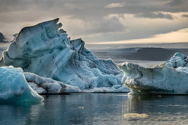 Jokulsarlon Gleccser Lagúna Kelet Izlandon Naplementekor — Stock Fotó