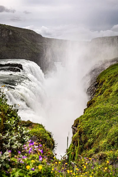 Gullfoss Vodopád Islandu Podél Zlatého Kruhu Letní Den — Stock fotografie