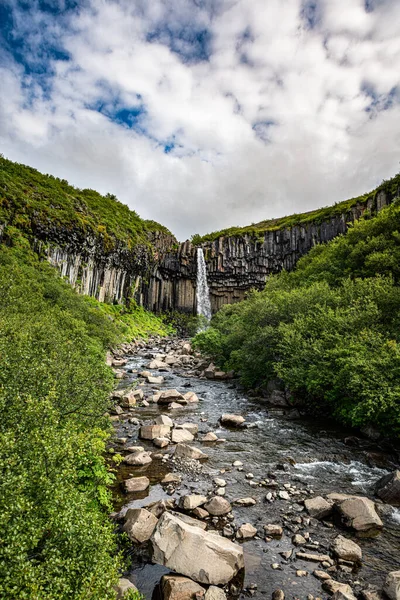 Водопад Свартифосс Национальном Парке Скафтафель Исландия Летний День — стоковое фото
