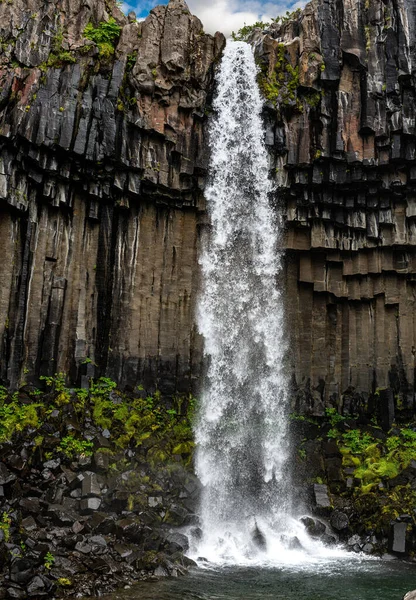 Svartifoss Waterfall Surrounded Dark Basalt Columns Iceland Royalty Free Stock Photos