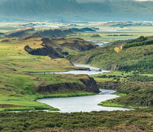 Vista Espetacular Topo Cratera Grabrok Oeste Islândia — Fotografia de Stock
