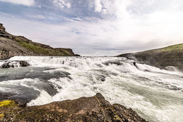 Gullfoss Vodopád Islandu Podél Zlatého Kruhu Letní Den — Stock fotografie