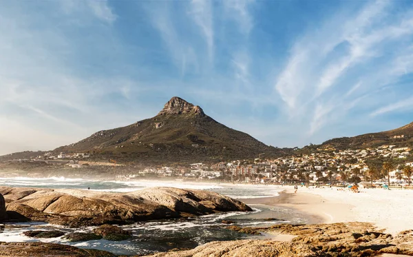 Camps Bay Кейптаун Soutch Africa Фантастическим Небом Зимний Сезон — стоковое фото