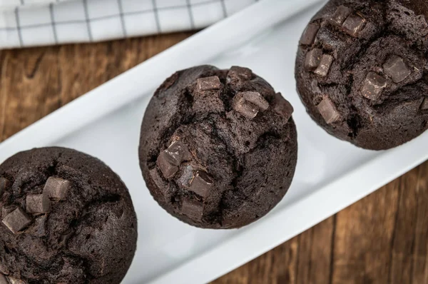 Muffins Chocolate Fresco Como Primer Plano Detallado Enfoque Selectivo — Foto de Stock
