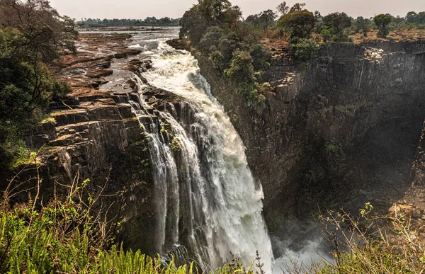 Grandi Cascate Victoria Vista Dal Lato Zimbabwe Durante Stagione Secca — Foto Stock