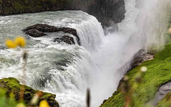 Gullfoss Waterval Ijsland Langs Gouden Cirkel Een Zomerdag — Stockfoto