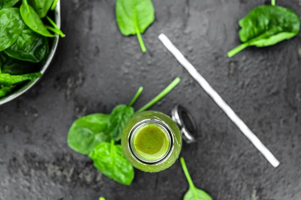 Homemade Spinach Smoothie Detailed Close Shot Selective Focus — Stock Photo, Image