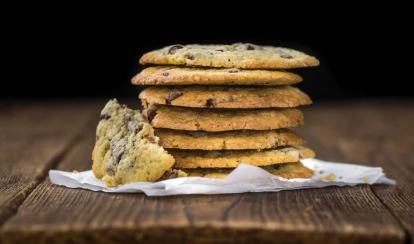 Portion Chocolate Chip Cookies Detailed Close Shot Selective Focus — Stock Photo, Image