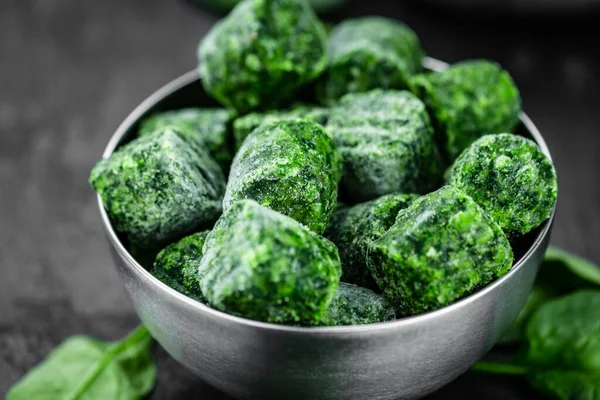 Frozen Spinach Cubes Detailed Close Shot Selective Focus — Stock Photo, Image