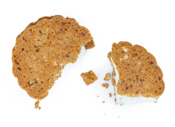 Creme Avelã Cookies Isolados Fundo Branco Close Shot — Fotografia de Stock