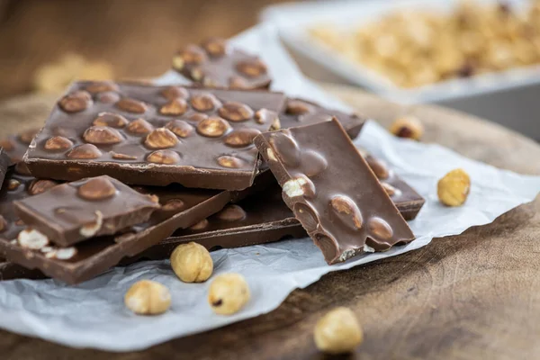 Haselnuss Schokolade Als Detailaufnahme Selektiver Fokus — Stockfoto