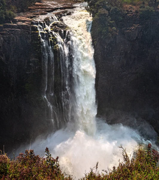 Victoria Falls Mosi Tunya Pohled Zimbabwské Strany Období Sucha — Stock fotografie