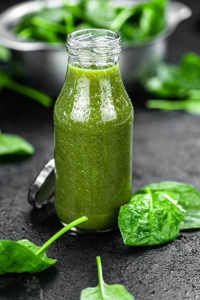 Freshly Made Spinach Smoothie Detailed Close Shot Selective Focus — Stock Photo, Image