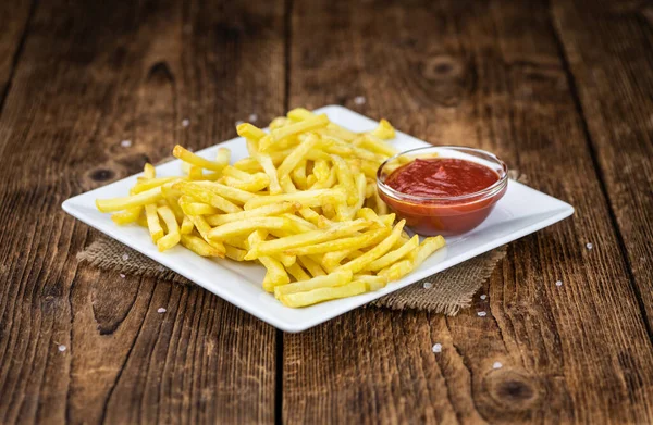 Portion Fresh Made Crispy French Fries Selective Focus Close Shot — Stock Photo, Image