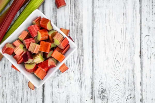 Chopped Rhubarb Detailed Close Shot Selective Focus — Stock Photo, Image