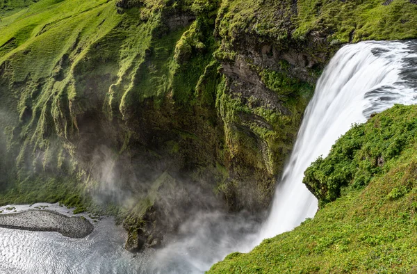 Водопад Скогафосс Юге Исландии Летний День — стоковое фото