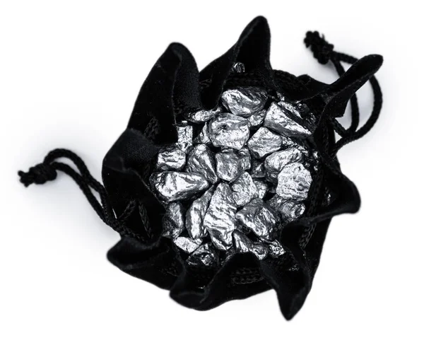 Haufen Silbernuggets Isoliert Auf Weißem Hintergrund Nahaufnahme — Stockfoto