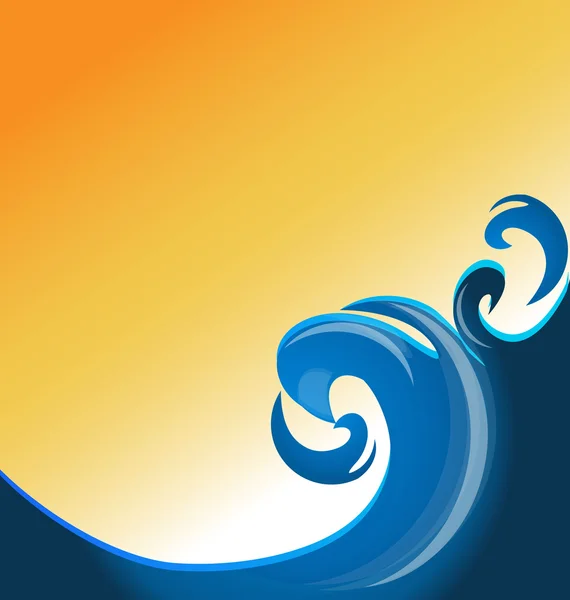 Plaj ve güneş şablon baground dalgalar — Stok Vektör