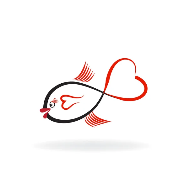 Poisson forme de coeur logo — Image vectorielle