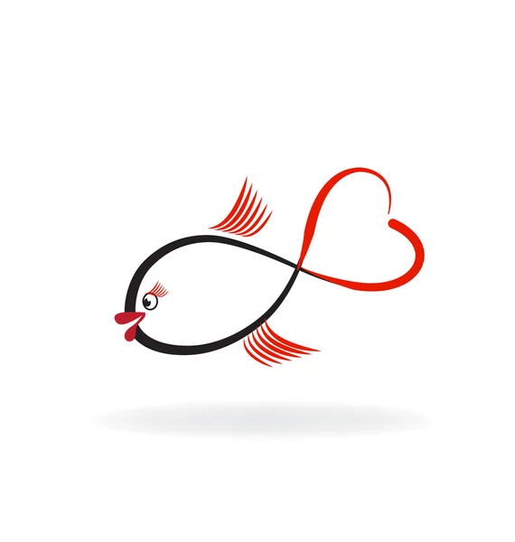 Peixe do logotipo do amor — Vetor de Stock