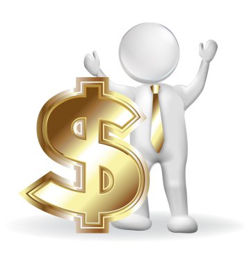 3D adam ve altın dolar