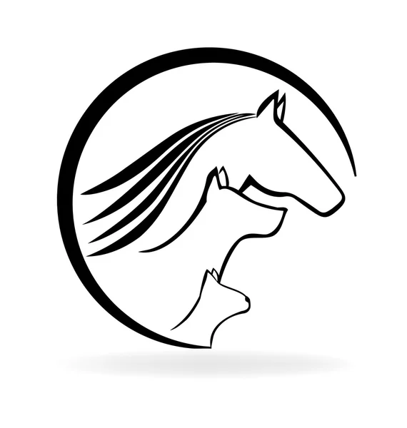 Logo de gato y perro de caballo — Vector de stock