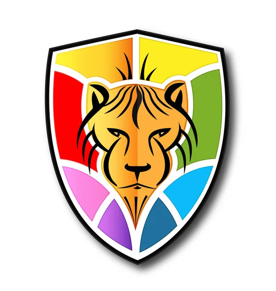 ライオンのシールドのロゴ — ストックベクタ