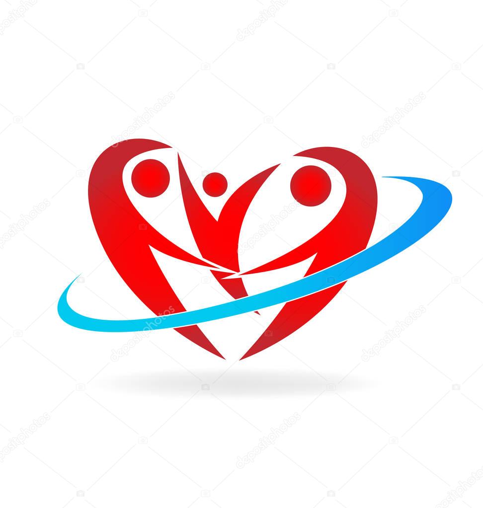 Heart love family logo vector