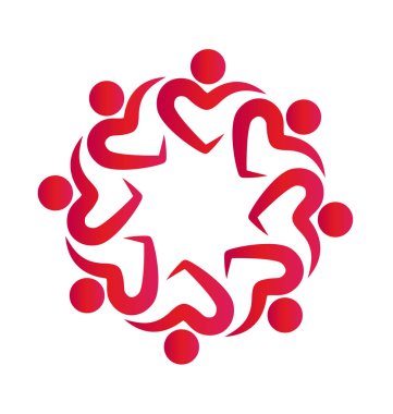 Ekip çalışması aşk kalp insanlar logosu