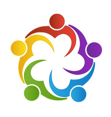 Ekip çalışması aşk kalp insanlar logosu