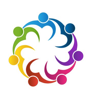 Ekip çalışması aşk kalp insanlar logosu