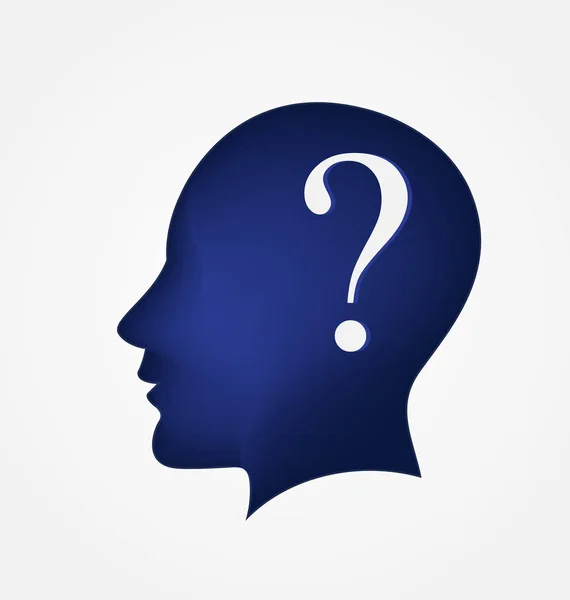 Brain head question mark logo — Stock Vector