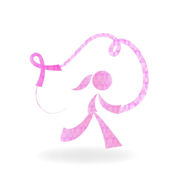 Ragazza e nastro rosa logo — Vettoriale Stock