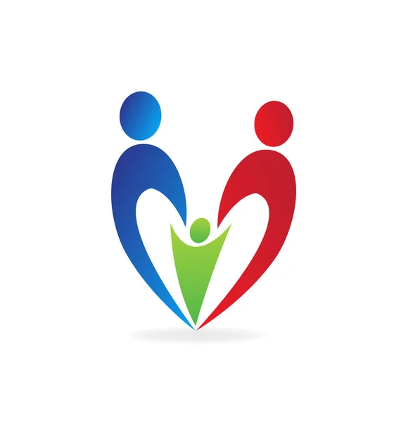 Logo aile sevgisi kalp — Stok Vektör