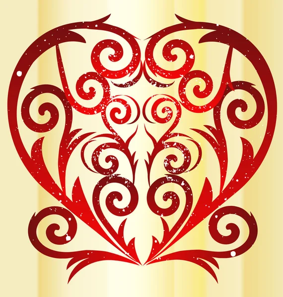 Αγάπη swirly vintage εικόνα λογότυπο κόκκινη καρδιά — Διανυσματικό Αρχείο