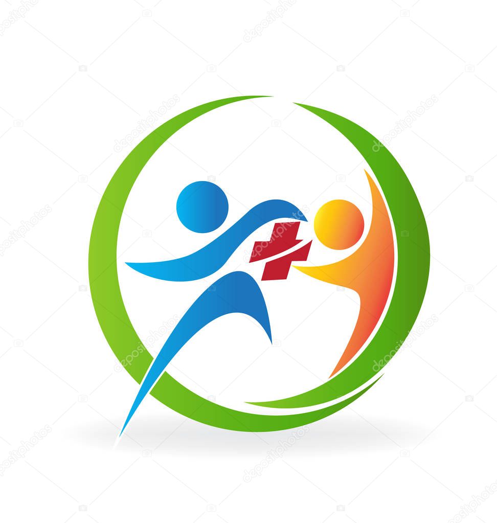 Teamwork medical people logo vector image