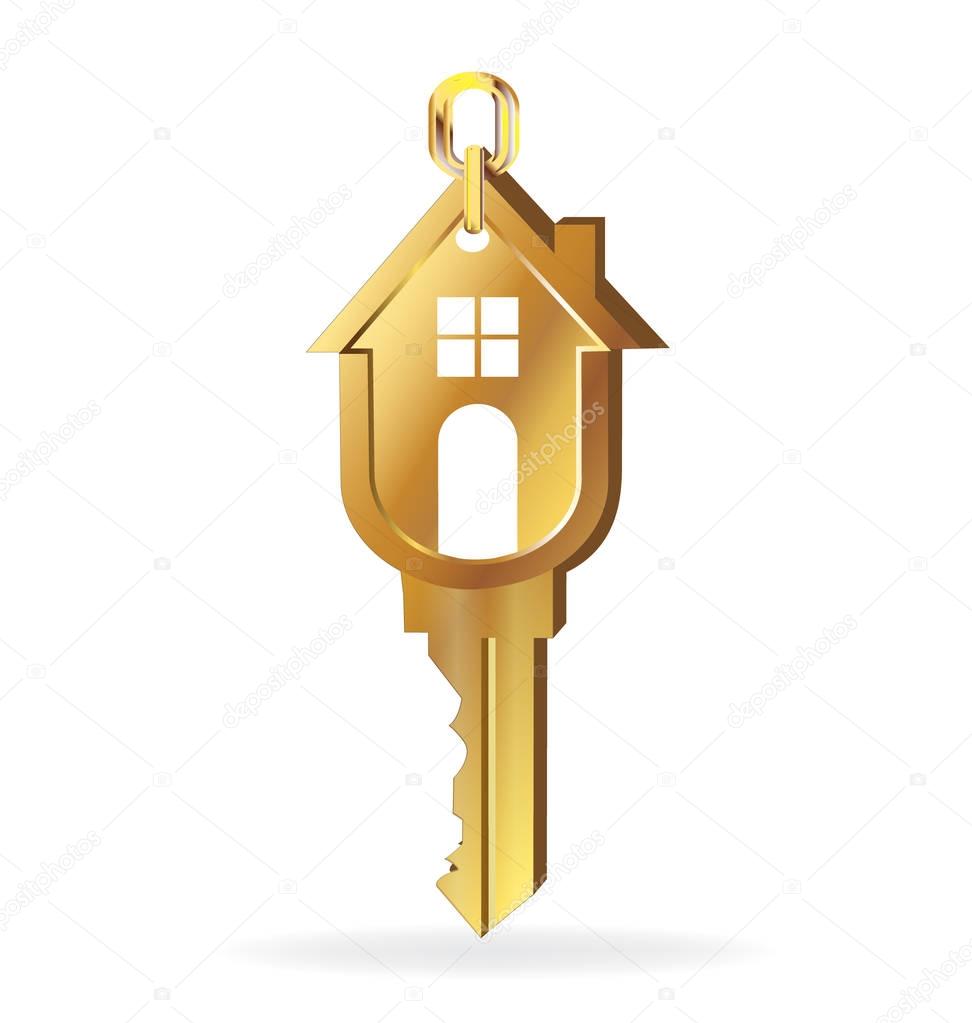 House key gold real estate logo
