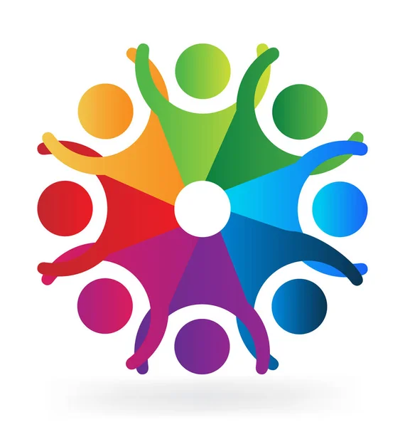 Joyeux travail d'équipe amitié logo — Image vectorielle