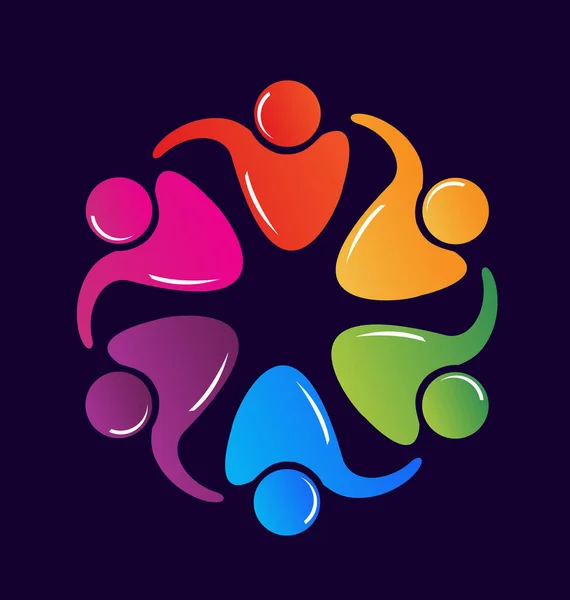 Teamwork umarmt Menschen Logo — Stockvektor