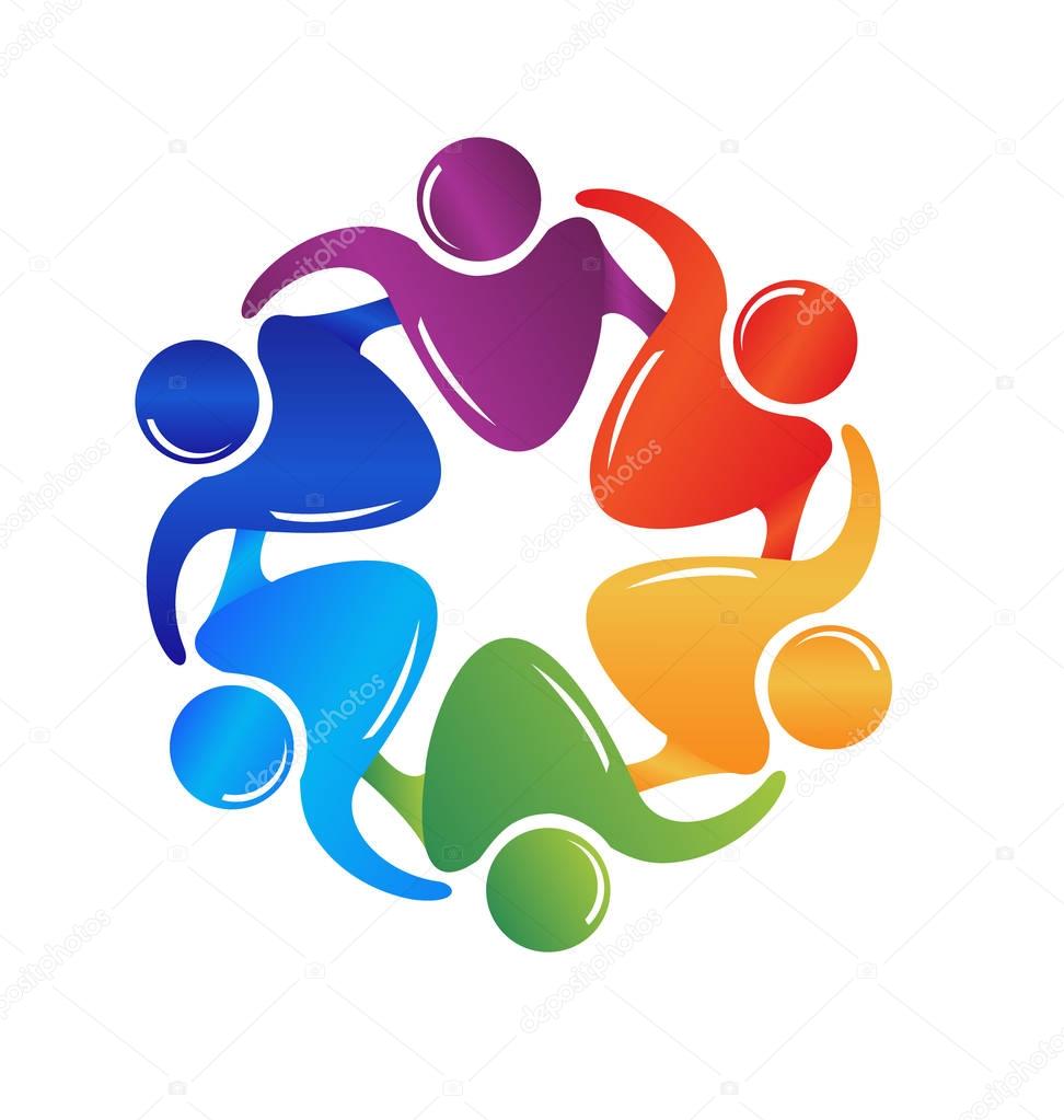 Teamwork hugging people logo